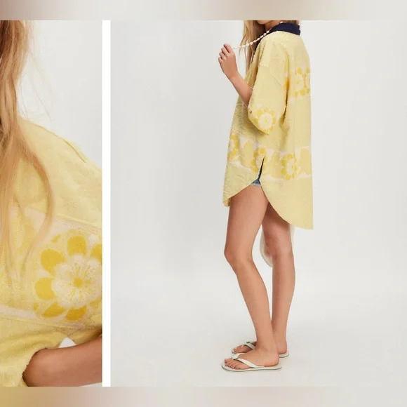 NWT Free People We The Free Always Sunny Tee - yellow combo - large - Picture 5 of 9